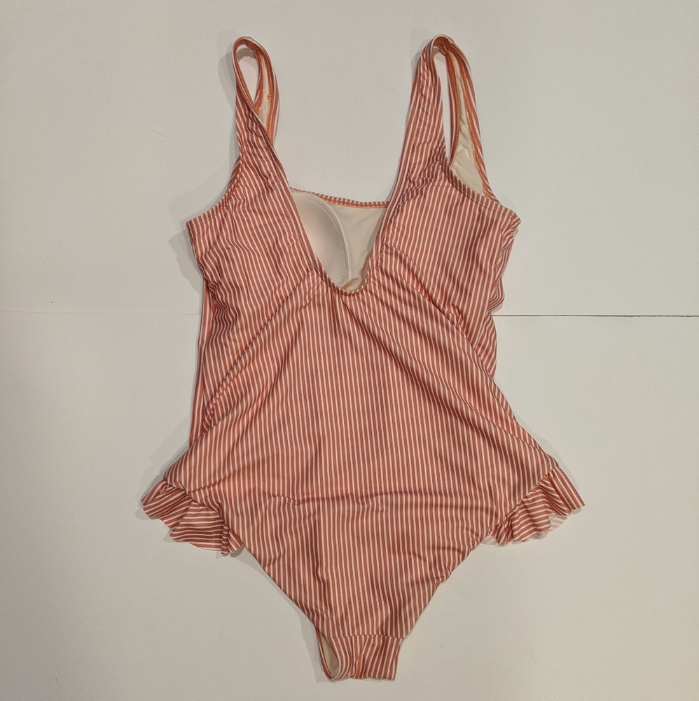 Lauren Conrad Swimsuit One Piece Striped Ruffle M - Picture 6 of 7